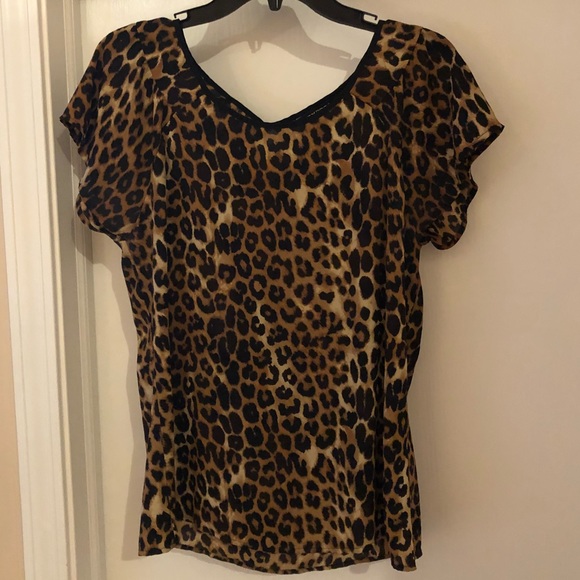 Leopard Print Short Sleeve Blouse - Picture 1 of 2